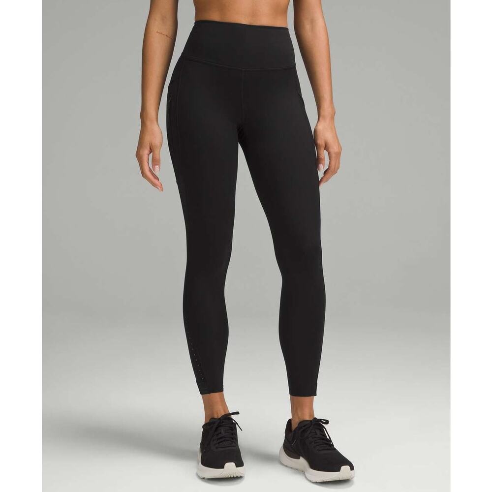 Lululemon Fast Free High-Rise Leggings Pockets Size 8 Glow Black Running Yoga